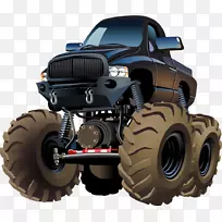 卡通怪物卡车手绘拖拉机-空若网 卡通怪物卡车手绘拖拉机-空若网