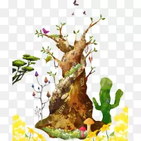 卡通树与鸟-空若网 卡通树与鸟-空若网