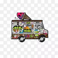 雪糕货车彩虹雪糕卷饼彩色贴纸冰淇淋车-空若网 雪糕货车彩虹雪糕卷饼彩色贴纸冰淇淋车-空若网