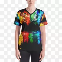 t恤上衣领口帽衫.抽象水彩-空若网 t恤上衣领口帽衫.抽象水彩-空若网