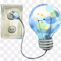 水彩画卡通下载插图-灯泡-空若网 水彩画卡通下载插图-灯泡-空若网