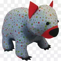 毛绒动物和可爱的玩具鼻子粉红色的小袋熊-空若网 毛绒动物和可爱的玩具鼻子粉红色的小袋熊-空若网