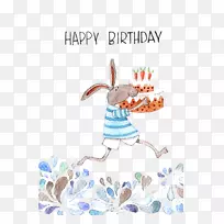 生日蛋糕祝你生日快乐插画-兔子生日-空若网 生日蛋糕祝你生日快乐插画-兔子生日-空若网