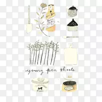 艺术插画-手工绘制复古瓶标签-空若网 艺术插画-手工绘制复古瓶标签-空若网