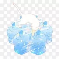 艺术插画-水桶上的猫-空若网 艺术插画-水桶上的猫-空若网