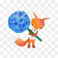 水彩画卡通插图-小狐狸-空若网 水彩画卡通插图-小狐狸-空若网