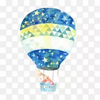 水彩画气球画.兔子热气球乘坐图像-空若网 水彩画气球画.兔子热气球乘坐图像-空若网