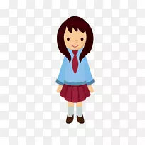 卡通插画-中学女生-空若网 卡通插画-中学女生-空若网