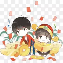 手绘卡通第五财神-空若网 手绘卡通第五财神-空若网