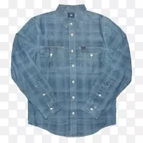 格子连衣裙衬衫袖扣牛仔布-空若网 格子连衣裙衬衫袖扣牛仔布-空若网