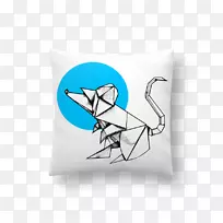 垫子抛枕头纺织品长方形-橙色折纸-空若网 垫子抛枕头纺织品长方形-橙色折纸-空若网