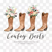 牛仔靴牛仔帽水彩画-空若网 牛仔靴牛仔帽水彩画-空若网