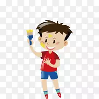 壁画插画-装饰男孩-空若网 壁画插画-装饰男孩-空若网