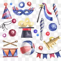 马戏团水彩画-12水元素材料彩绘派对-空若网 马戏团水彩画-12水元素材料彩绘派对-空若网