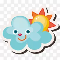 动画图标-手绘蓝色云,太阳-空若网 动画图标-手绘蓝色云,太阳-空若网