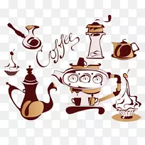 咖啡机卡布奇诺咖啡杯咖啡元素-空若网 咖啡机卡布奇诺咖啡杯咖啡元素-空若网