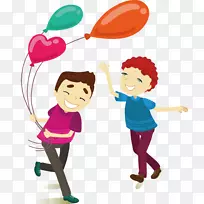 Adobe插画剪贴画-玩气球卡通合作伙伴-空若网 Adobe插画剪贴画-玩气球卡通合作伙伴-空若网