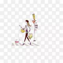 遛狗摄影插画.时尚女性插画材料-空若网 遛狗摄影插画.时尚女性插画材料-空若网