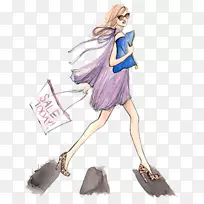 时尚插画素描插图-女孩-空若网 时尚插画素描插图-女孩-空若网