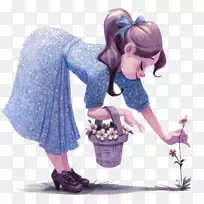 绘画插画艺术家插画-鲜花女孩-空若网 绘画插画艺术家插画-鲜花女孩-空若网