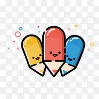 铅笔动画-三支可爱的铅笔-空若网 铅笔动画-三支可爱的铅笔-空若网