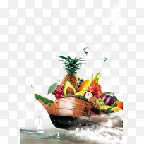 果汁广告海报Auglis-创意船大咖啡水果-空若网 果汁广告海报Auglis-创意船大咖啡水果-空若网