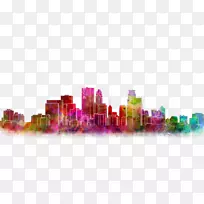 明尼阿波利斯水彩画天际线褪色-空若网 明尼阿波利斯水彩画天际线褪色-空若网