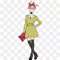 免费画时装插画-带狗袋-空若网 免费画时装插画-带狗袋-空若网