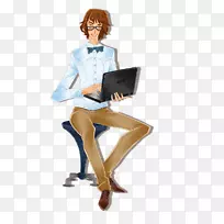 笔记本电脑卡通电脑插图-以白领电脑为例-空若网 笔记本电脑卡通电脑插图-以白领电脑为例-空若网