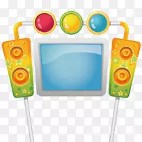 儿童摄影插画-配有立体声电视-空若网 儿童摄影插画-配有立体声电视-空若网