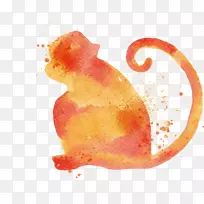 水彩画招贴画.猴子剪影-空若网 水彩画招贴画.猴子剪影-空若网