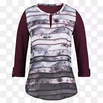 袖子t恤衬衫配葡萄色扣衬衫-空若网 袖子t恤衬衫配葡萄色扣衬衫-空若网