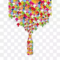 可口可乐花瓣插图-瓶子和箭头-空若网 可口可乐花瓣插图-瓶子和箭头-空若网