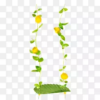 剪贴画-黄色花叶秋千-空若网 剪贴画-黄色花叶秋千-空若网