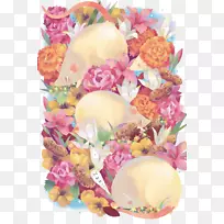 水彩画艺术插图-水彩鼠标和花-空若网 水彩画艺术插图-水彩鼠标和花-空若网