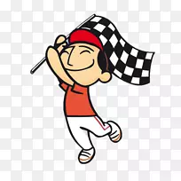 卡通插图-手绘卡通竞赛旗-空若网 卡通插图-手绘卡通竞赛旗-空若网