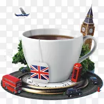 英国的英式茶丰盛早餐-咖啡杯周围的城市-空若网 英国的英式茶丰盛早餐-咖啡杯周围的城市-空若网