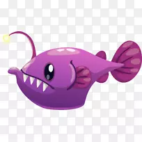 灯笼动画剪辑艺术-紫色卡通灯笼鱼-空若网 灯笼动画剪辑艺术-紫色卡通灯笼鱼-空若网