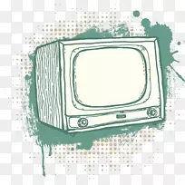 电视机绘图插图.手绘蓝绿色电视-空若网 电视机绘图插图.手绘蓝绿色电视-空若网