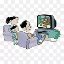 卡通电视儿童插画-一家三人观看电视插画PNG-空若网 卡通电视儿童插画-一家三人观看电视插画PNG-空若网