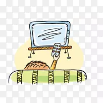 电视插画.手绘小男孩看电视-空若网 电视插画.手绘小男孩看电视-空若网