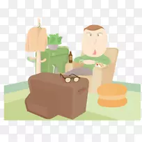 卡通电视插画-坐在沙发上看电视-空若网 卡通电视插画-坐在沙发上看电视-空若网