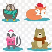 动物剪贴画-小动物温暖的冬天-空若网 动物剪贴画-小动物温暖的冬天-空若网