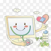 电脑手绘电脑和心脏-空若网 电脑手绘电脑和心脏-空若网