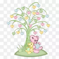 熊花设计剪贴画-爱情树中的两只熊-空若网 熊花设计剪贴画-爱情树中的两只熊-空若网