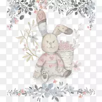 兔纸画水彩画插图卡通兔-空若网 兔纸画水彩画插图卡通兔-空若网