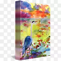 水彩画丙烯酸涂料苍鹭水彩画梦想-空若网 水彩画丙烯酸涂料苍鹭水彩画梦想-空若网