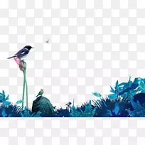 蓝色水彩画-莲花-空若网 蓝色水彩画-莲花-空若网