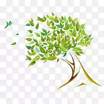 树枝叶剪贴画-风弯树-空若网 树枝叶剪贴画-风弯树-空若网