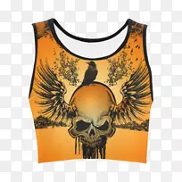 t恤裁剪袖子时尚头盖骨乌鸦-空若网 t恤裁剪袖子时尚头盖骨乌鸦-空若网